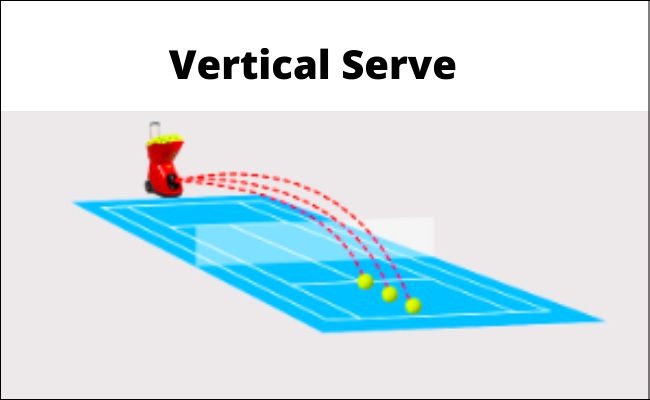 A tennis ball machine serves a ball vertically